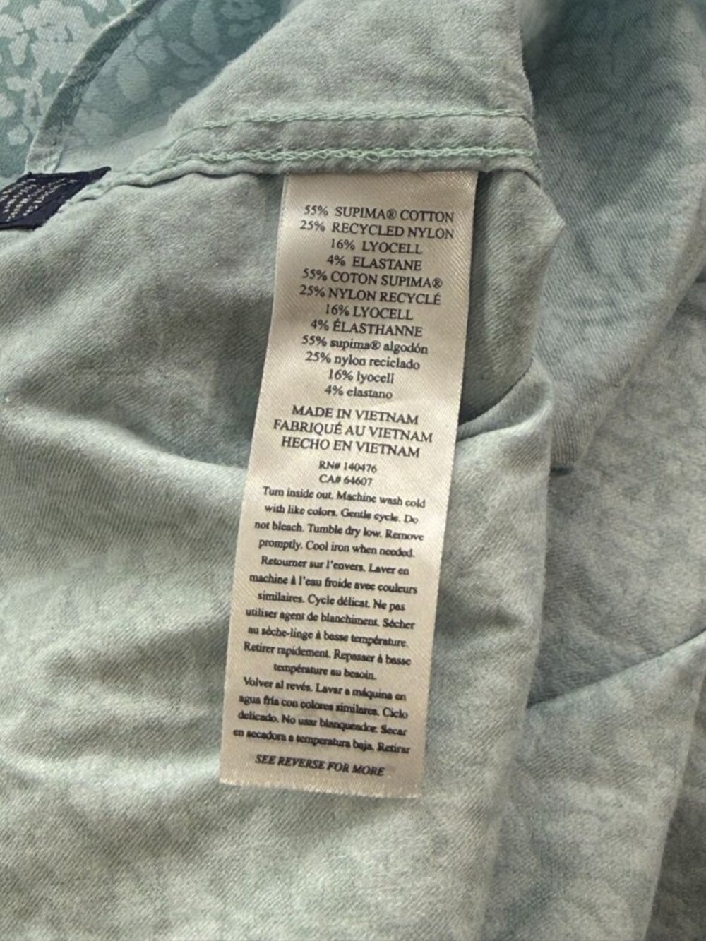 Faherty Reserve Men's The Movement Shirt Sage Floral Short Sleeve Active Size M - Picture 8 of 10